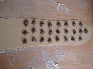 Mini-meatball filling for ravioli.